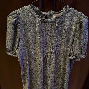 LOFT Paisley Patterned Blouse in Blue and Green